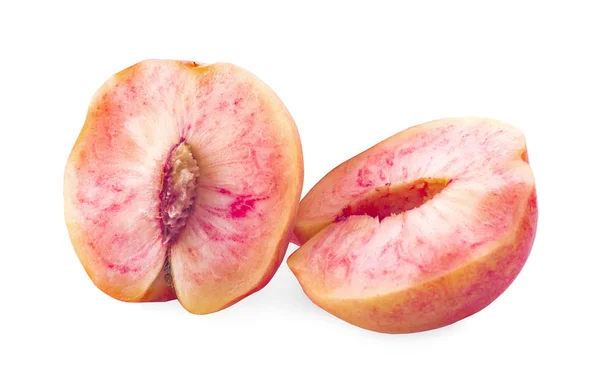 Peach. Fruit with slice isolated on white background — Stock Photo, Image