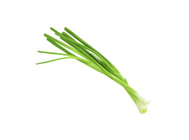 Beyaz arka planda doğranmış yeşil soğan