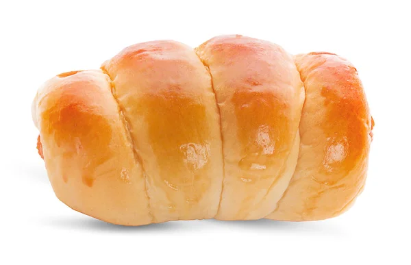 Frisch gebackene knusprige Brötchen. Würstchen im Teig — Stockfoto