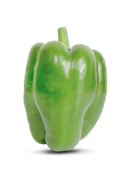 Pimentão verde doce, páprica, isolado no fundo branco, clipp — Fotografia de Stock