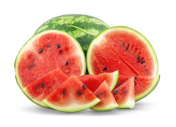 Ripe striped watermelon isolated on white — Stock Photo, Image