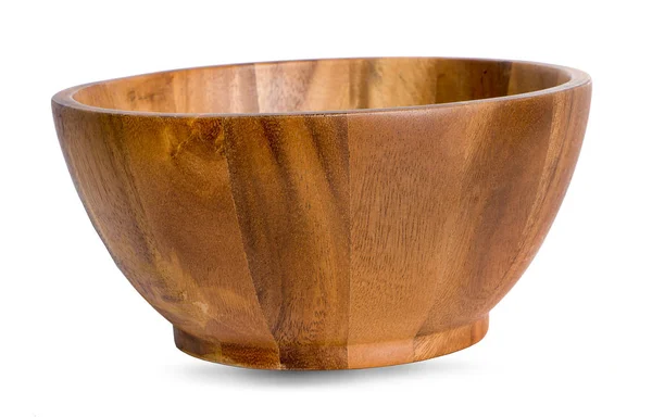 Empty wooden bowl isolated on white background — Stock Photo, Image