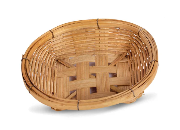 Vintage weave wicker basket isolated on white background — Stock Photo, Image