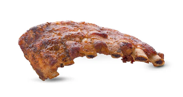 Varkensvlees met BBQ saus een geïsoleerde — Stockfoto