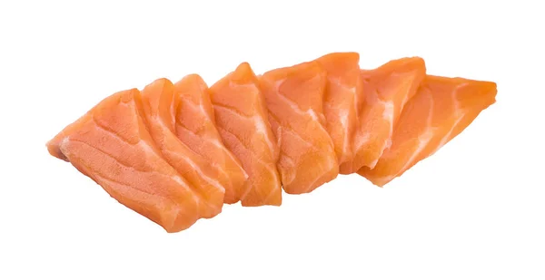 Sashimi de carne de salmão isolado em fundo branco — Fotografia de Stock