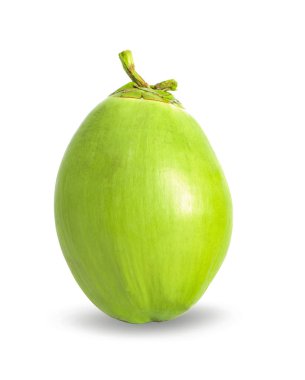 Beyaz arka planda yeşil hindistan cevizi