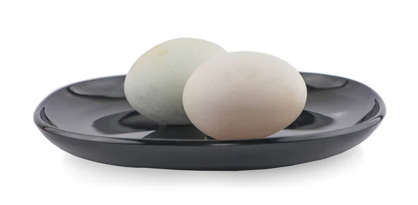 白い背景の上のアヒルの卵を保存 — ストック写真