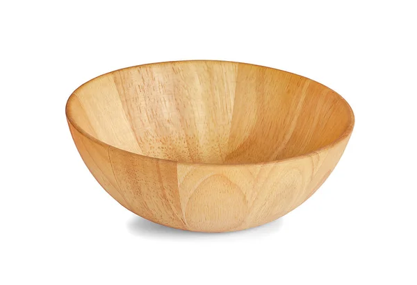 Wooden Bowl Isolated White Background — Stock Photo, Image