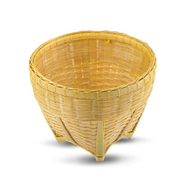 Empty wicker basket isolated on white — Stock Photo, Image