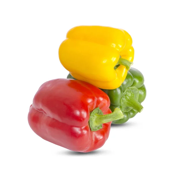 Three bell peppers isolated on white background clipping path — Stock Photo, Image