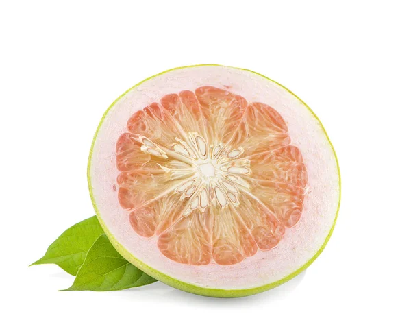 Pomelo citrus fruit with leaves isolated on white background. Cl — Stock Photo, Image