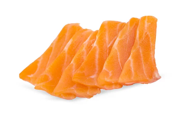 Deslizamiento de salmón crudo Sashimi fondo blanco —  Fotos de Stock