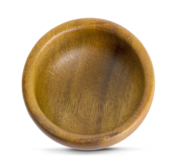 Empty wooden bowl isolated on white background with clipping pat — Stock Photo, Image