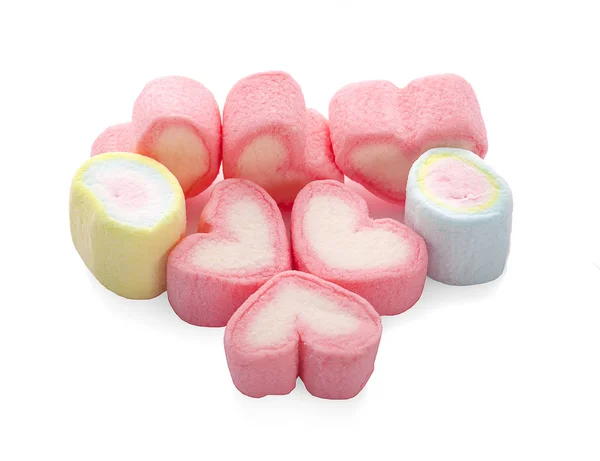 Marshmallows Colorido Isolado Fundo Branco — Fotografia de Stock