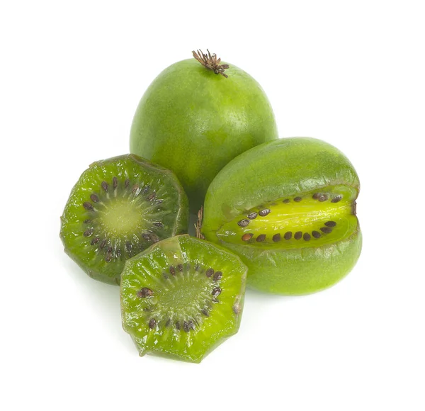 Mini Kiwi Bebê Fruta Fundo Branco — Fotografia de Stock