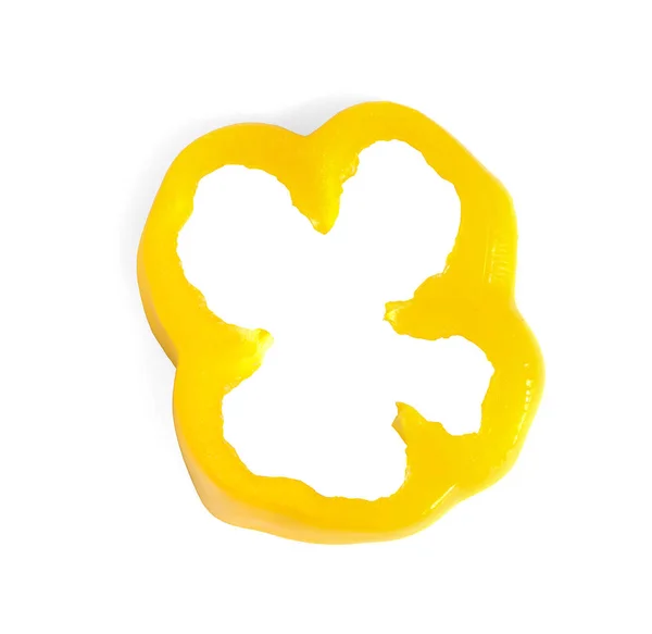 Κίτρινη Πιπεριά Φέτα Που Απομονώνονται Λευκό Φόντο — Φωτογραφία Αρχείου