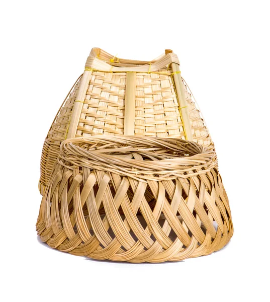 Empty Wicker Basket Isolated White Background — Stock Photo, Image