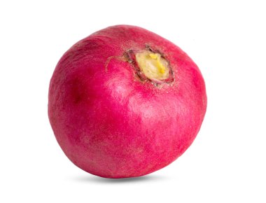 Küçük bahçe turpu beyaz arka planda izole edilmiş. Kırpma yolu.