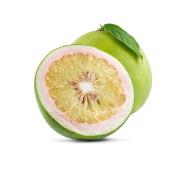 Beyaz arka planda Pomelo meyvesi. Kırpma yolu.