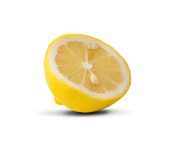 Limão Fruta Com Folha Isolado Fundo Branco Clipping Path — Fotografia de Stock