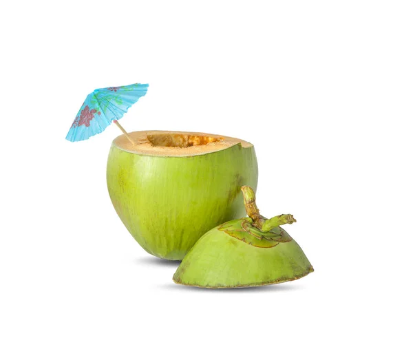 Coconut Water Straw Isolated White Background Clipping Path — Stock Photo, Image