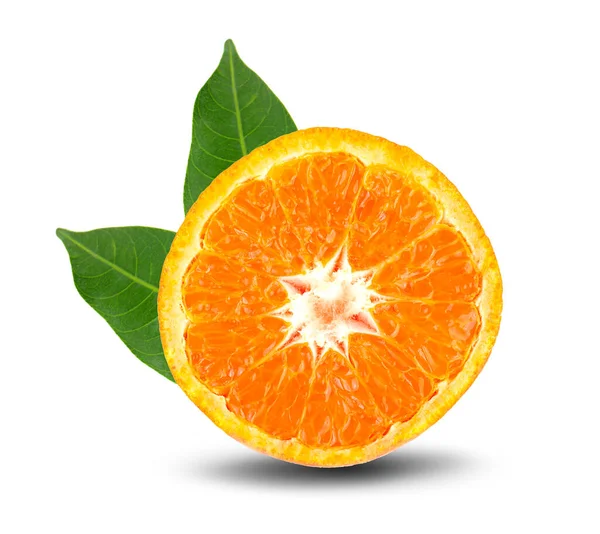 Sinaasappelschijfje Geïsoleerd Wit — Stockfoto