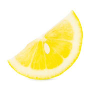 Beyaz arka planda izole edilmiş bir limon dilimi