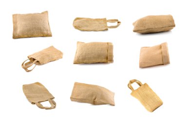 Torba Kumaşı beyaz arka planda izole edilmiş. Kırpma yolu