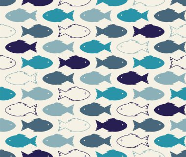 Denizin mavi güzel bir arka plan olduğunu. Doku elbise, duvar kağıdı için. Güzel mavi balık. Soyut vektör sorunsuz doku.
