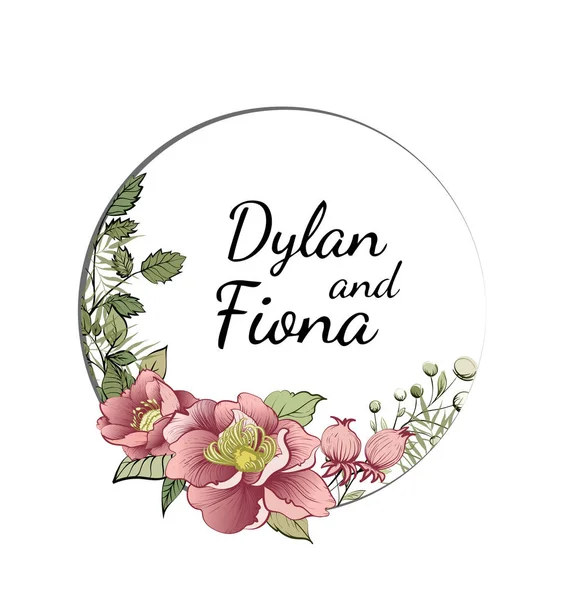 Vektör çiçek kartı, kartpostal tasarım suluboya, çiçekler, doğal orman yeşil, yeşil ile şeffaf çelenk dekorasyon bırakır.