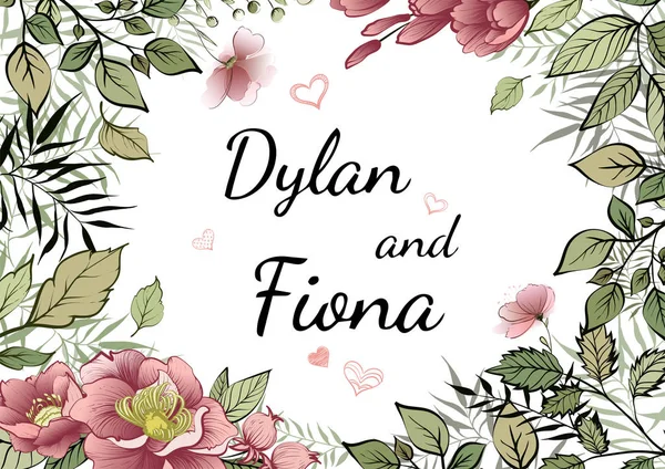 Düğün davetiyeleri, menü, davetiyeler, teşekkür kartı davetiye vektör çiçek tasarım Yeşiller. Sulu boya desen