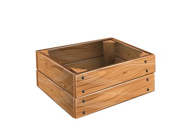 Ahşap kutu beyaz arka plan üzerinde izole. vektör çizim