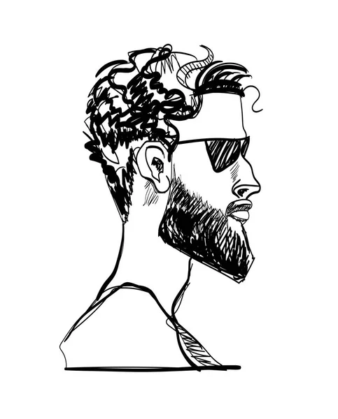 Bir adam sakallı, güneş gözlüğü.