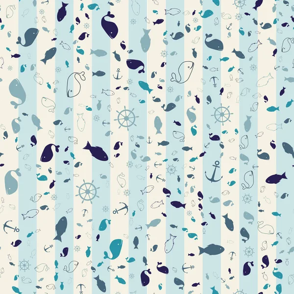 Texture marine bleue et blanche sans couture — Image vectorielle
