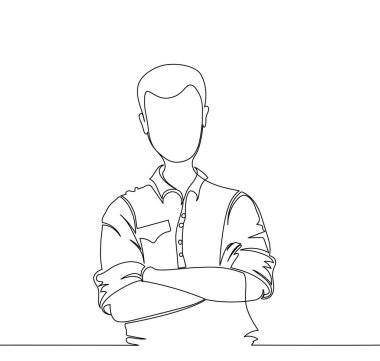 Kendine güvenen genç yakışıklı adam. bir satır.