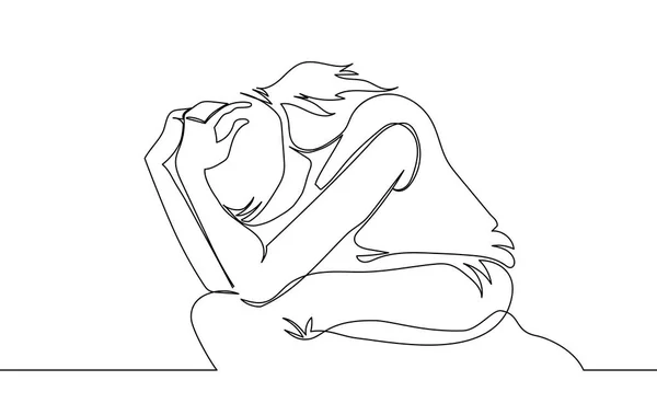 Femme stressée à la maison maux de tête douleur portrait féminin . — Image vectorielle