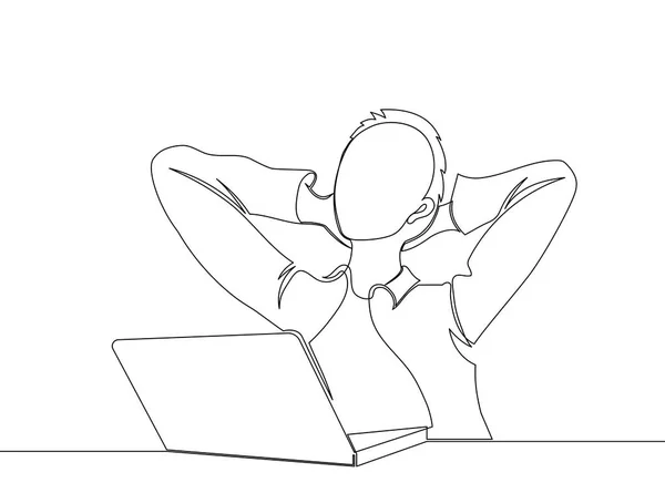 İş ile memnun. Mutlu genç adam çalışma