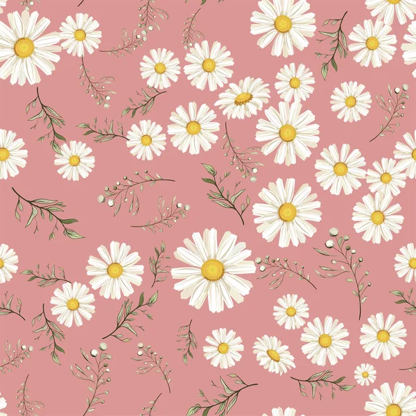 Vektör seamless modeli ile chamomiles