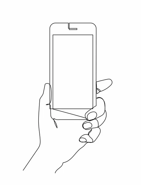 Main tenant le téléphone isolé sur blanc — Image vectorielle