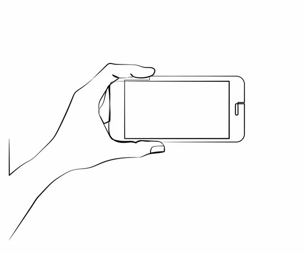 Mão segurando telefone isolado no branco — Vetor de Stock