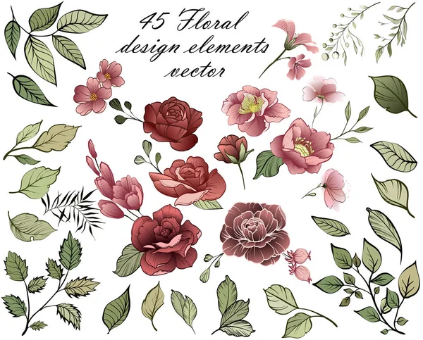 Çiçek tasarım öğeleri. Bahar buket çiçek