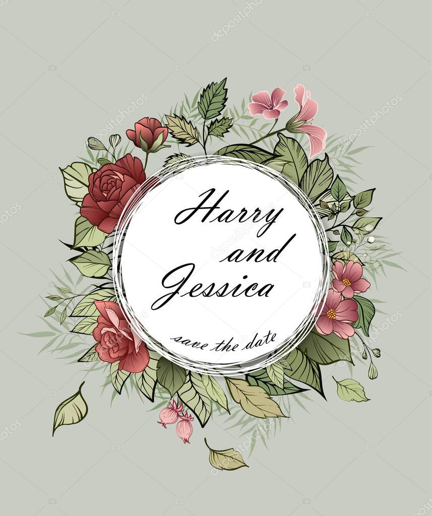 Vector floral background. plant card