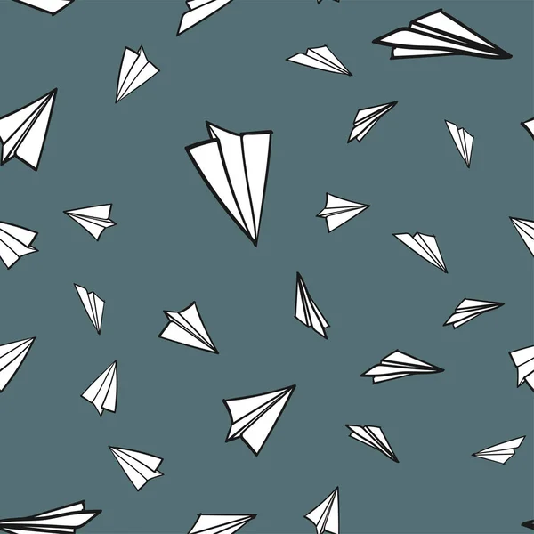 シームレスな抽象的なパターン。紙飛行機 — ストックベクタ
