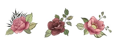 Çiçek tasarım öğeleri. Bahar dekoratif buket