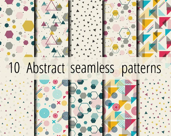 Dikişsiz desen seti. Mavi kırmızı sarı yeşil