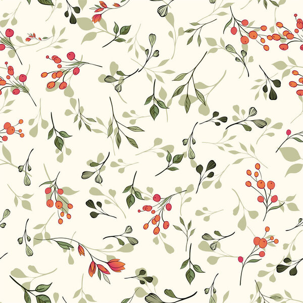 Бесшовный шаблон. Зеленые листья
