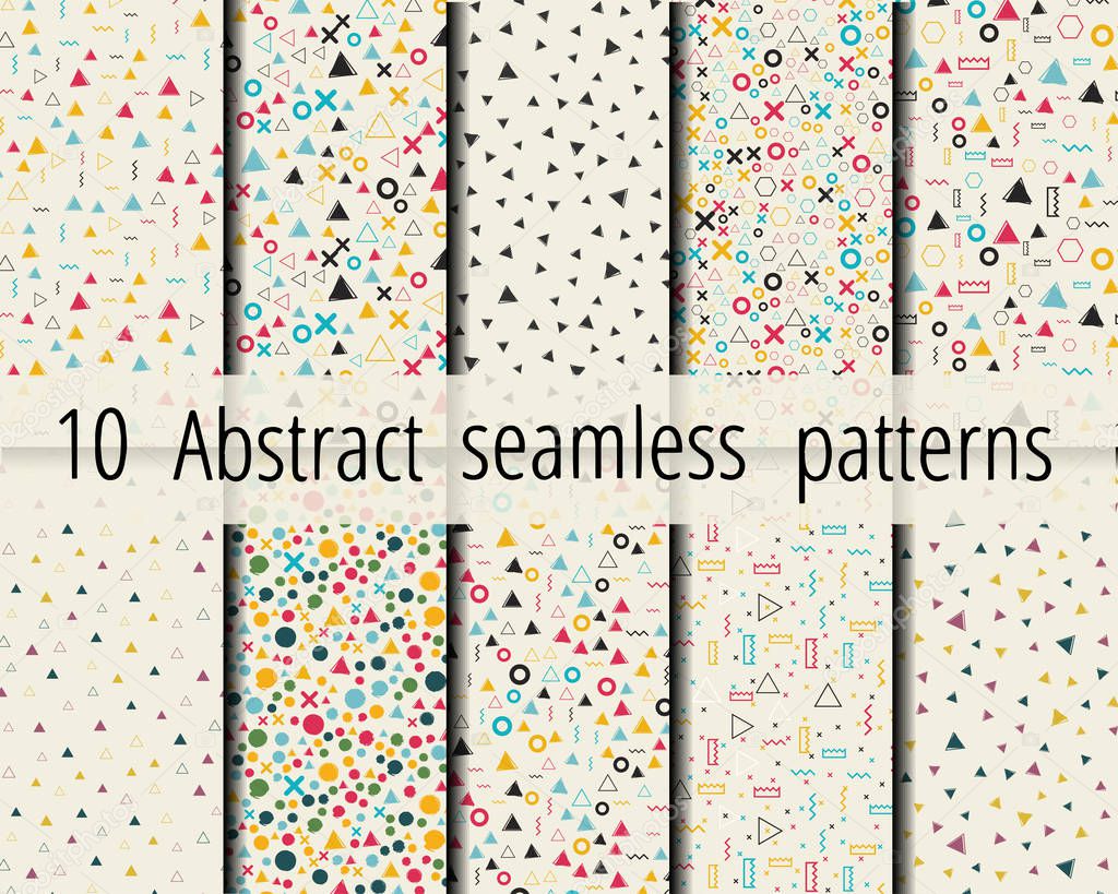 Set of seamless abstract  geometric patterns