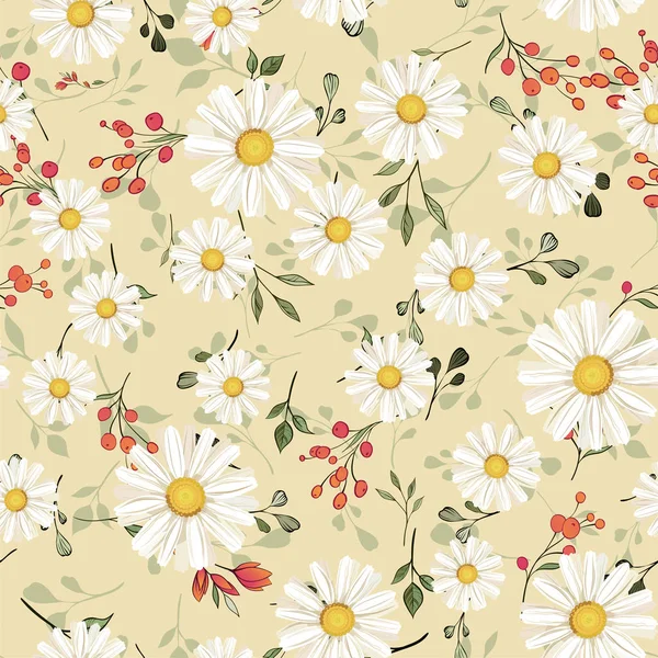 Muster. nahtlos. weiße Margeriten. Gänseblümchen, Blume — Stockvektor