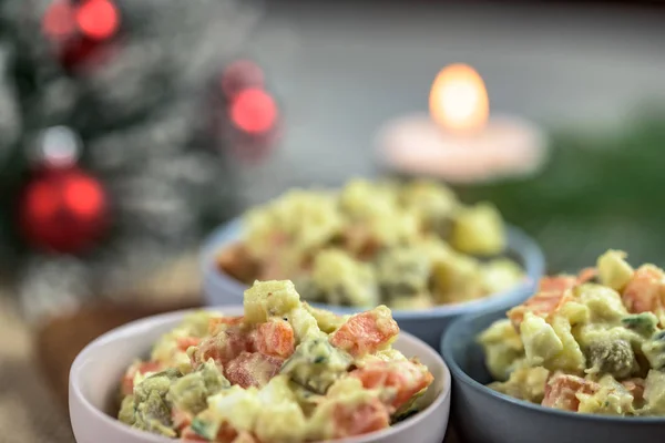 Traditional Polish vegetable salad made of boiled vegetables with egg.