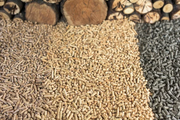 Farklı Tür Ahşap Granül Odun Yığını — Stok fotoğraf